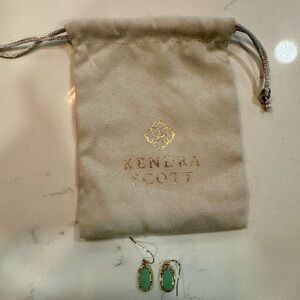 Kendra Scott Lee Earrings drop green blue gold with bag!